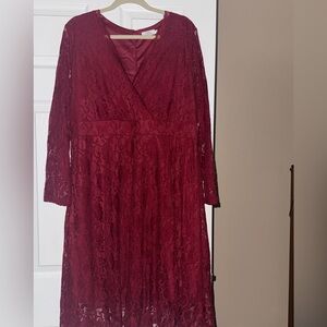 Elegant Burgundy Lace Dress